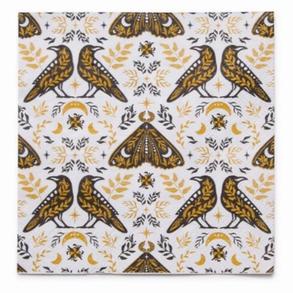 NEW 5 sets of Spirited Soiree Paper Cocktail
Napkin TWO'S COMPANY Crows Moths